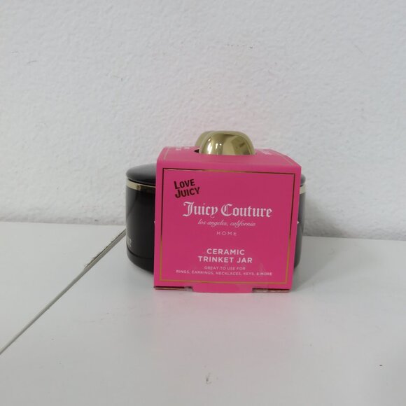 (#120) Juicy Couture Black & gold Crown Signature Logo Ceramic Trinket Jar - Picture 4 of 5